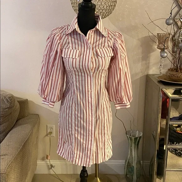 Ganni Striped Long Sleeve Dress size 34 - Picture 6 of 9